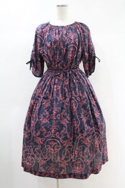 画像1: Jane Marple Dans Le Saｌon / Marie Antoinette drawstring sleeve dress Free ネイビー H-24-10-19-004-JM-OP-KB-ZH