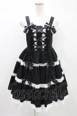 Angelic Pretty / 肩リボンジャンパースカート Free ブラック H-24-10-21-1002-AP-OP-NS-ZH