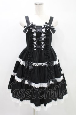 画像1: Angelic Pretty / 肩リボンジャンパースカート Free ブラック H-24-10-21-1002-AP-OP-NS-ZH