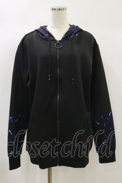 画像1: NieR Clothing / プリント切替ZIPパーカー  黒 H-24-10-22-054-PU-TO-KB-ZH