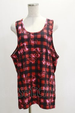 画像1: NieR Clothing / TANKTOP【LOGO CHECK】  赤 H-24-10-30-023-PU-TO-KB-ZT220