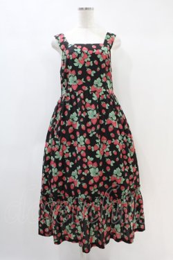 画像1: Jane Marple / Strawberry garden Strap dress  ブラック H-24-11-02-1029-JM-OP-KB-ZT215