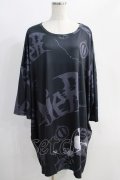 NieR Clothing / プリント半袖BIG CUTSEW  黒 H-24-11-03-068-PU-TO-KB-ZT216