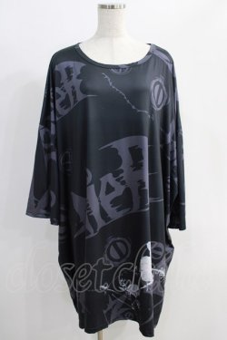 画像1: NieR Clothing / プリント半袖BIG CUTSEW  黒 H-24-11-03-068-PU-TO-KB-ZT216