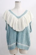 Candy Stripper / FRILL CABLE KNIT VEST  ブルー H-24-11-04-046-PU-TO-KB-ZH