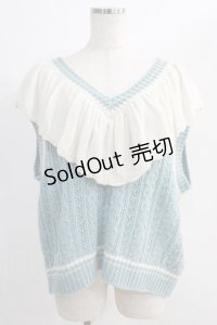 Candy Stripper / FRILL CABLE KNIT VEST  ブルー H-24-11-04-046-PU-TO-KB-ZH