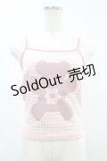 Candy Stripper / FLOWER BEAR GINGHAM CAMISOLE  ピンク H-24-11-16-1027-PU-TO-KB-ZH