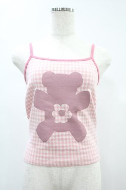 画像1: Candy Stripper / FLOWER BEAR GINGHAM CAMISOLE  ピンク H-24-11-16-1027-PU-TO-KB-ZH