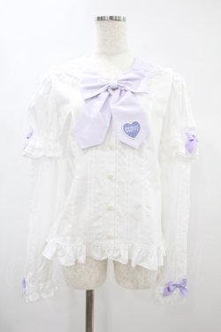 画像1: Angelic Pretty / Fancyスクール付け袖ブラウス Free オフ/ラベンダー H-24-11-17-1024-AP-BL-NS-ZH