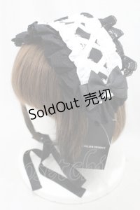 ATELIER PIERROT / Lace-up Frill Headdress  ブラック×ホワイト H-24-11-19-029-EL-AC-KB-ZH