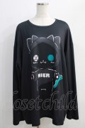 NieR Clothing / プリントLONG CUTSEW  黒 H-24-11-20-051-PU-TO-KB-ZH