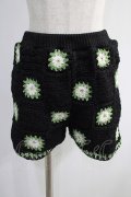 Candy Stripper / FLOWER CROCHET KINT SHORT PANTS  ブラック×グリーン H-24-11-20-002-PU-PA-KB-ZH