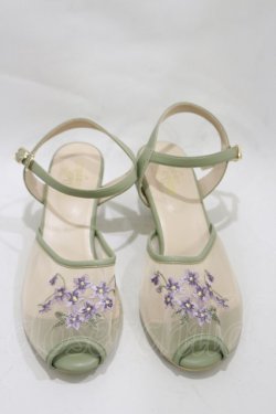 画像1: an another angelus / スミレ刺繍メッシュサンダル L PURPLE×GR H-24-11-21-022-CA-SH-NS-ZH