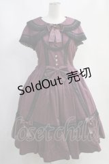 metamorphose / 【プラスサイズ】はしごレースリボンケープ付きジャンパースカート (無地) プラスサイズ 紫×黒(Purple/Black)　 H-24-11-22-003-ME-OP-NS-ZH