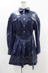 CuLLt / LEATHER JACKET ONEPIECE  ネイビー H-24-11-22-1010-PU-OP-KB-ZH