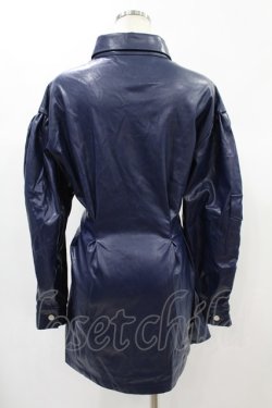 画像2: CuLLt / LEATHER JACKET ONEPIECE  ネイビー H-24-11-22-1010-PU-OP-KB-ZH