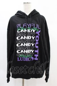 Candy Stripper / PLAYFUL SWEAT HOODIE  ブラック H-24-11-22-1026-PU-TO-KB-ZH