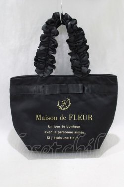 画像1: Maison de FLEUR / フリルハンドルトートバッグ  ブラック H-24-11-22-076-LO-BG-NS-ZH