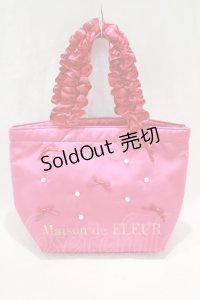 Maison de FLEUR / パールリボンフリルハンドルトートバッグ  ピンク H-24-11-22-077-LO-BG-NS-ZH