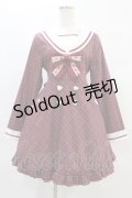 To Alice / セットアップ風くま耳チェックワンピース M レッド H-24-11-24-1039-LO-OP-NS-ZH