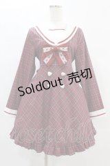 To Alice / セットアップ風くま耳チェックワンピース M レッド H-24-11-24-1039-LO-OP-NS-ZH