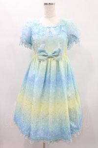 Angelic Pretty / Sugar Skyワンピース Free サックス/イエロー H-24-11-26-010-AP-OP-NS-ZH