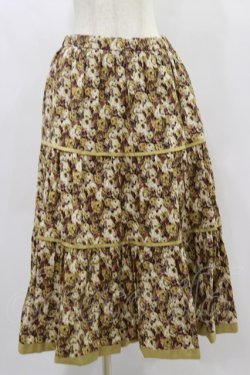 画像1: Jane Marple Dans Le Salon / Roman Rose peasant skirt  ocher×light beige H-24-11-28-051-JM-SK-KB-ZH