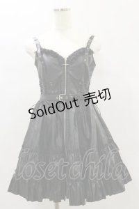 DARK IN LOVE / Rebel locomotive girl faux leather strap dress M 黒 H-24-11-28-059-PU-OP-KB-ZH