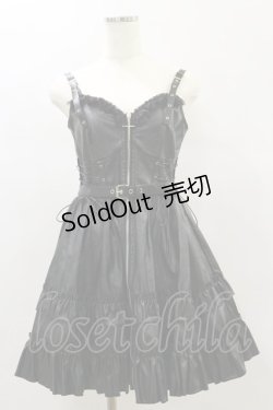 画像1: DARK IN LOVE / Rebel locomotive girl faux leather strap dress M 黒 H-24-11-28-059-PU-OP-KB-ZH