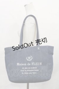 Maison de FLEUR / ストライプキルトデニムMトート  ネイビー H-24-11-29-040-LO-BG-NS-ZH