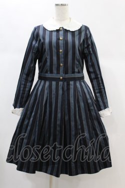 画像1: Jane Marple / Regimental stripe lycee onepice  ネイビー H-24-12-03-1040-JM-OP-KB-ZH