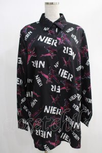 NieR Clothing / 総柄長袖シャツ  黒×紫 H-24-12-04-035-PU-BL-KB-ZH