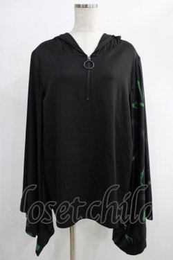 画像1: NieR Clothing / STRETCH PULLOVER着物風袖【和柄漢字】  黒 H-24-12-04-032-PU-TO-KB-ZH