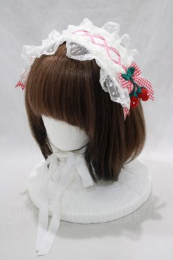 画像1: Angelic Pretty / Little Strawberryヘッドドレス  オフ/レッド H-24-12-09-007-AP-AC-NS-ZH