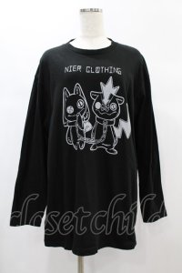 NieR Clothing / プリントLONG CUTSEW XL 黒 H-24-12-10-040-PU-TO-KB-ZH