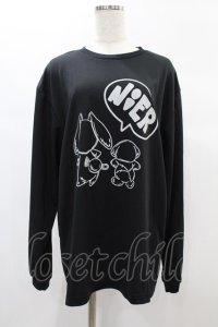 NieR Clothing / プリントLONG CUTSEW LL 黒 H-24-12-10-041-PU-TO-KB-ZH