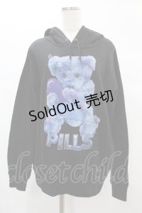 MILKBOY / PILL BEAR HOODIE L 黒×青 H-24-12-10-043-MB-TO-KB-ZH