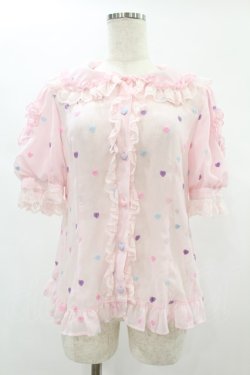 画像1: Angelic Pretty / Candy Petit Heart丸襟ブラウス Free ピンク H-24-12-10-1025-AP-BL-NS-ZH