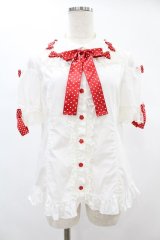 Angelic Pretty / スカラップチュールブラウス Free オフ/レッド H-24-12-10-1028-AP-BL-NS-ZH