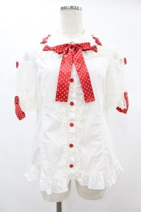 Angelic Pretty / スカラップチュールブラウス Free オフ/レッド H-24-12-10-1028-AP-BL-NS-ZH