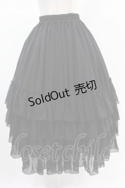 画像1: ATELIER PIERROT / Four-Tiered Ruffle Chiffon Skirt  黒 H-24-12-10-018-EL-SK-KB-ZH