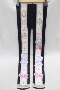 画像1: Angelic Pretty / Charlotte's Bearタイツ  ブラック H-24-12-11-044-AP-ZA-NS-ZH