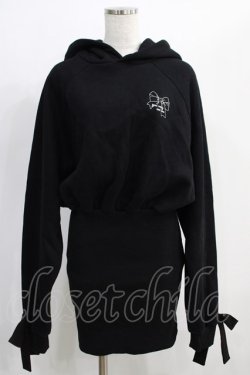 画像1: M me eme / Brushed hoodie dress Free ブラック H-24-12-11-066-GO-OP-NS-ZH