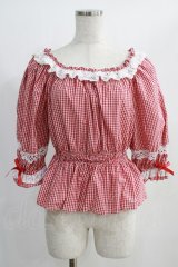 Angelic Pretty / Resortブラウス（ギンガム） Free レッド H-24-12-11-072-AP-BL-NS-ZH