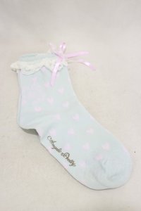 Angelic Pretty / Lovely Heartクルー丈ソックス  サックス/ピンク H-24-12-15-013-AP-ZA-NS-ZH