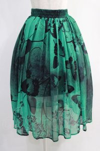 NieR Clothing / GREEN BUTTERFLY SHEER SKIRT  グリーン H-24-12-17-1008-PU-SK-KB-ZH