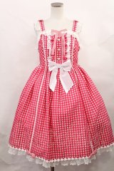 Angelic Pretty / Hummingギンガムジャンパースカート Free レッド H-24-12-20-2002-AP-OP-NS-ZH