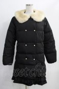 Franche Lippee / ふりふりフリルダウンコート M ブラック H-24-12-25-031-LO-CO-NS-ZH