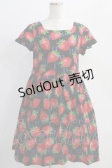 Jane Marple / Strawberry Meets Logoのミニワンピース M ブラック H-24-12-25-019-JM-OP-KB-ZH