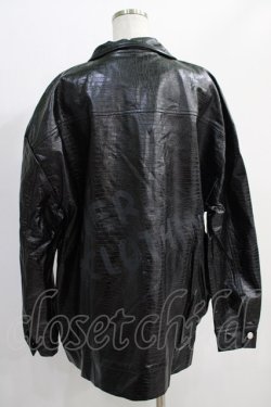 画像3: NieR Clothing / MEN'Sフェイククロコレザージャケット  黒 H-24-12-26-034-PU-JA-KB-ZH